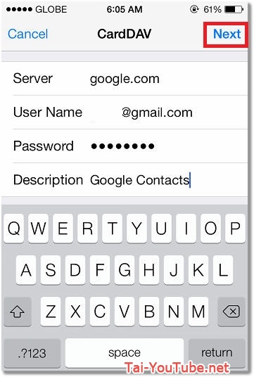 Hình 6 - Hướng dẫn đồng bộ danh bạ trên IPhone lên Gmail